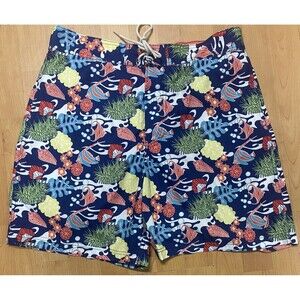 Nautica Men’s Large Swim Tropical Fish Print Lined Swim Shorts